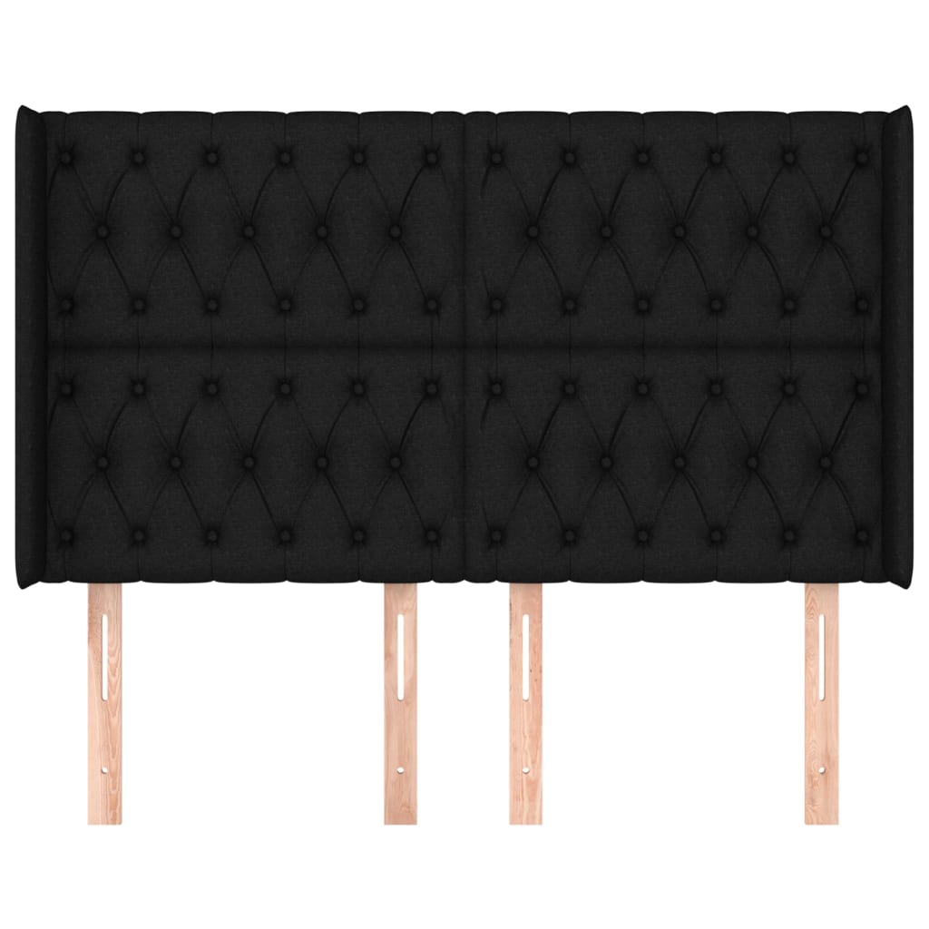 Hoofdbord Met Randen Stof 147 x 16 x 118/128 cm Zwart