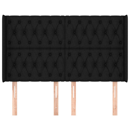 Hoofdbord Met Randen Stof 147 x 16 x 118/128 cm Zwart