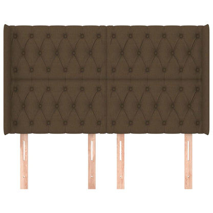 Hoofdbord Met Randen Stof 147 x 16 x 118/128 cm Donkerbruin