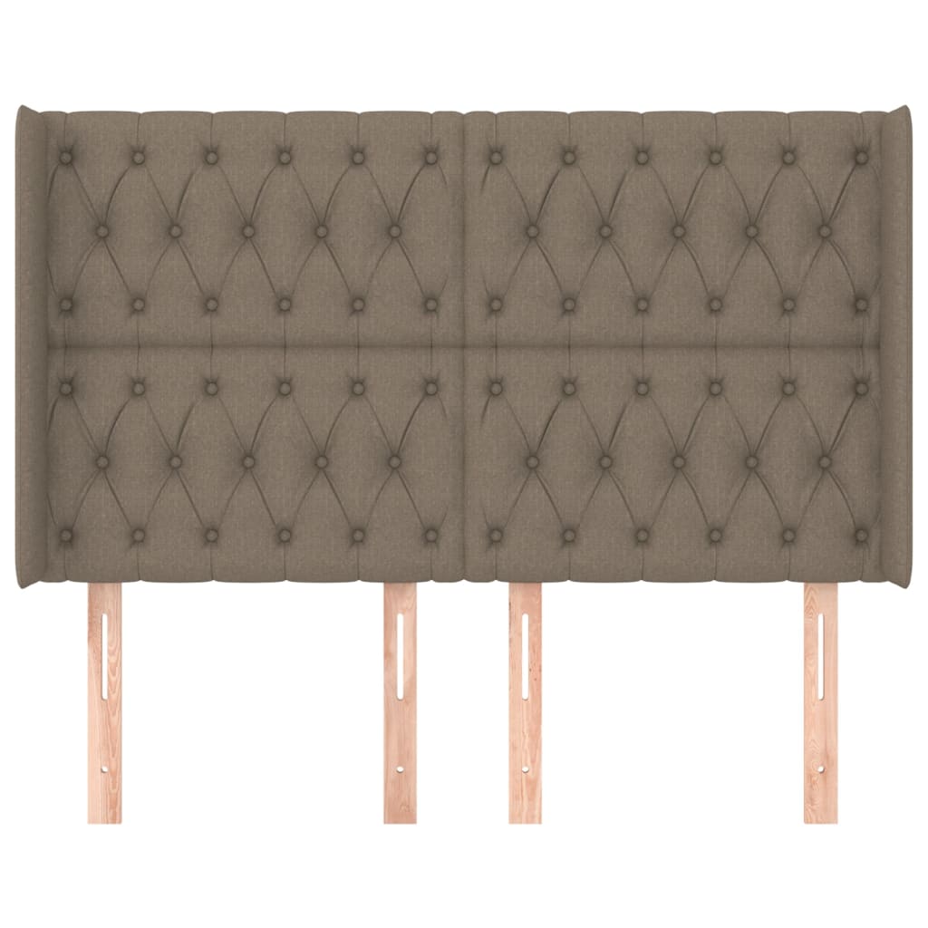 Hoofdbord Met Randen Stof 147 x 16 x 118/128 cm Taupe