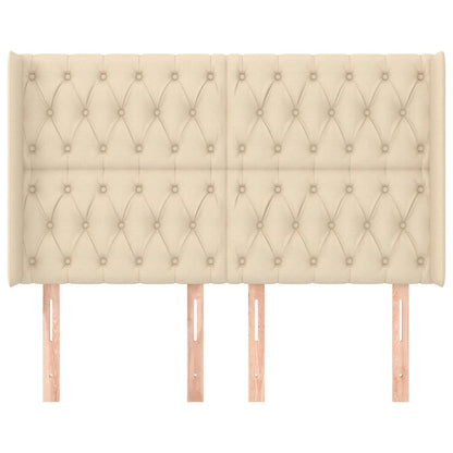 Hoofdbord Met Randen Stof Kleurig 147 x 16 x 118/128 cm Crème