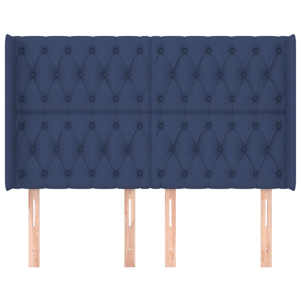 Hoofdbord Met Randen Stof 147 x 16 x 118/128 cm Blauw