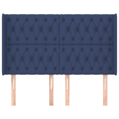 Hoofdbord Met Randen Stof 147 x 16 x 118/128 cm Blauw