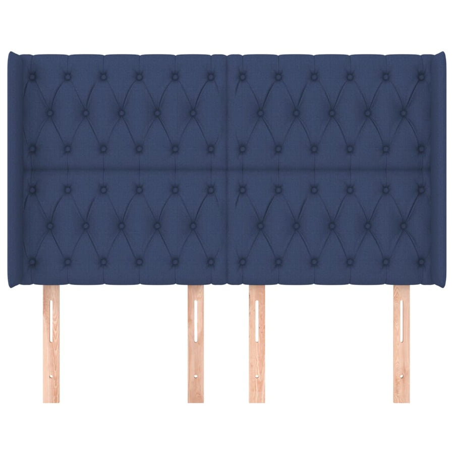 Hoofdbord Met Randen Stof 147 x 16 x 118/128 cm Blauw