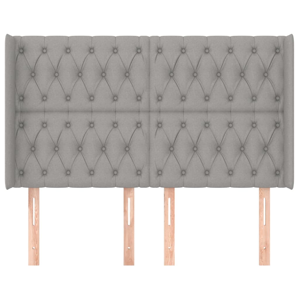 Hoofdbord Met Randen Stof 163 x 16 x 118/128 cm Lichtgrijs