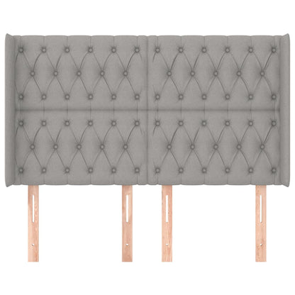 Hoofdbord Met Randen Stof 163 x 16 x 118/128 cm Lichtgrijs