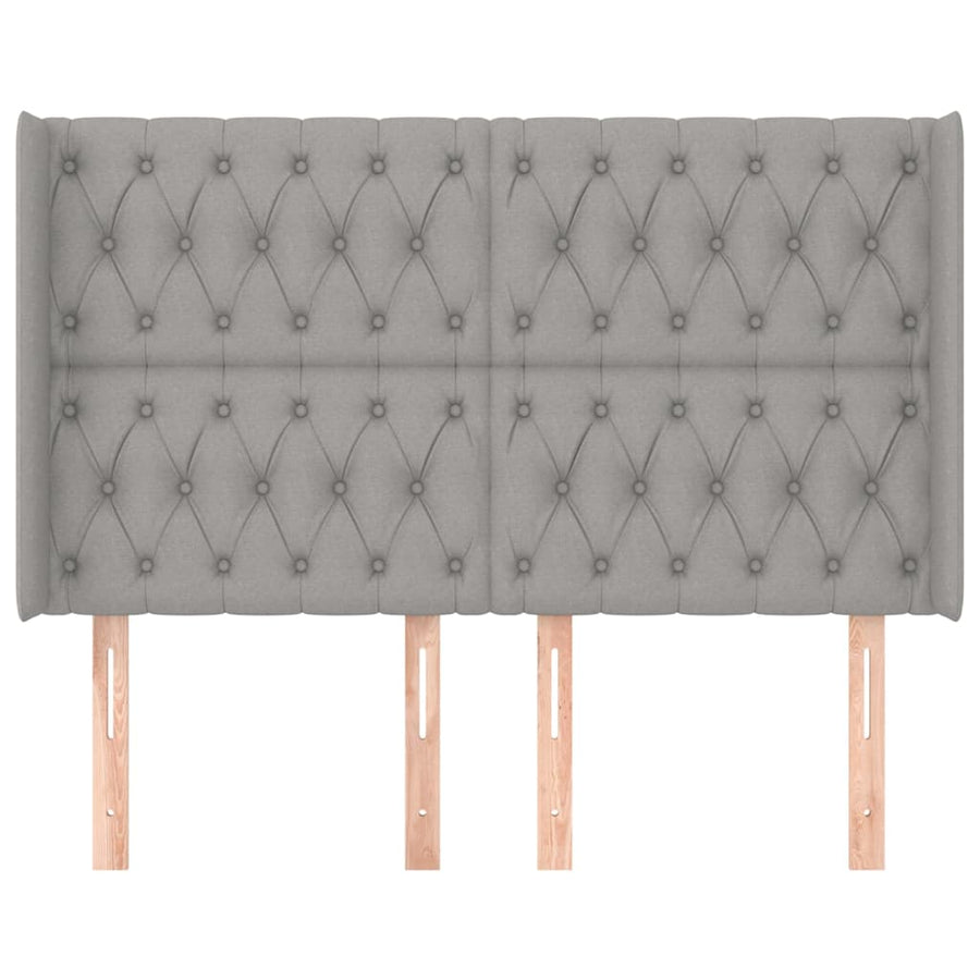 Hoofdbord Met Randen Stof 163 x 16 x 118/128 cm Lichtgrijs