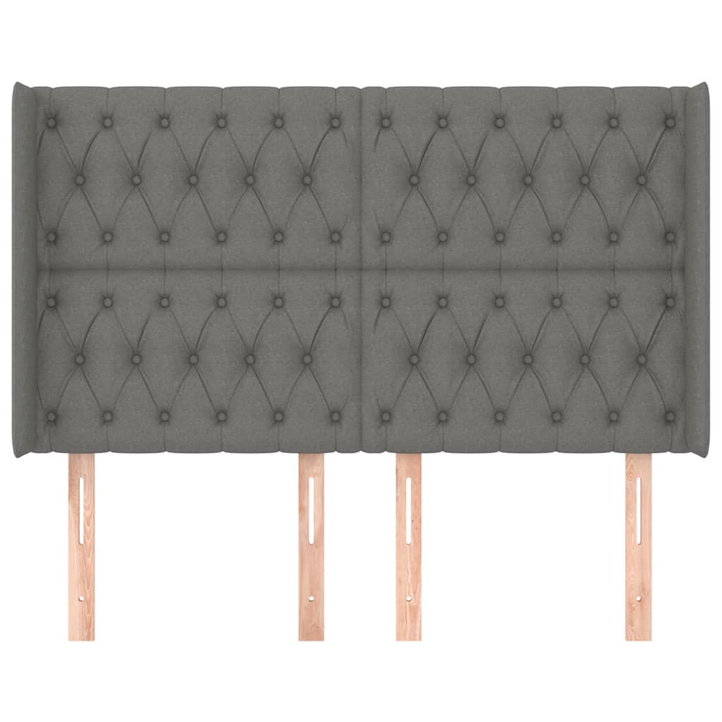 Hoofdbord Met Randen Stof 163 x 16 x 118/128 cm Donkergrijs