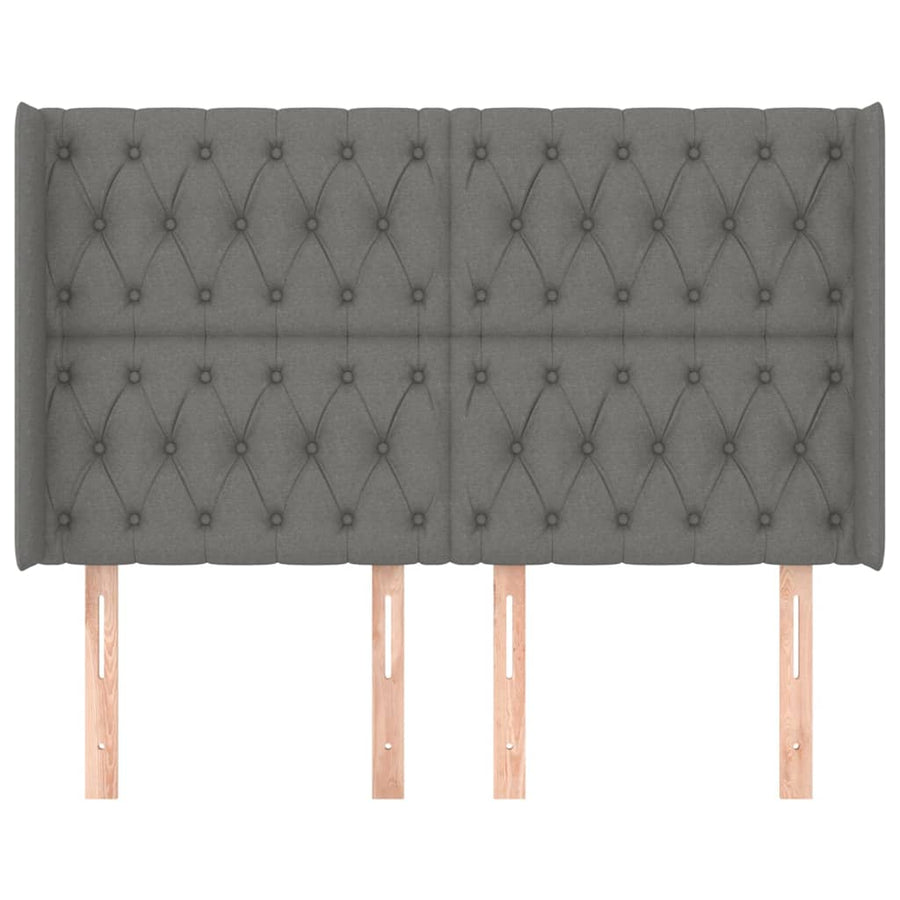 Hoofdbord Met Randen Stof 163 x 16 x 118/128 cm Donkergrijs