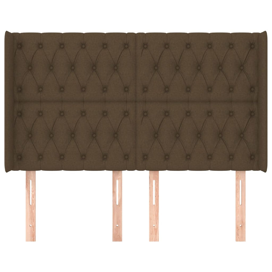 Hoofdbord Met Randen Stof 163 x 16 x 118/128 cm Donkerbruin