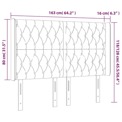 Hoofdbord Met Randen Stof 163 x 16 x 118/128 cm Donkerbruin