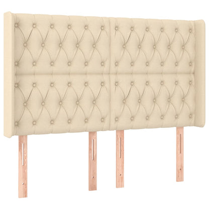 Hoofdbord Met Randen Stof Kleurig 163 x 16 x 118/128 cm Crème