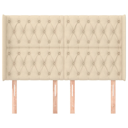 Hoofdbord Met Randen Stof Kleurig 163 x 16 x 118/128 cm Crème
