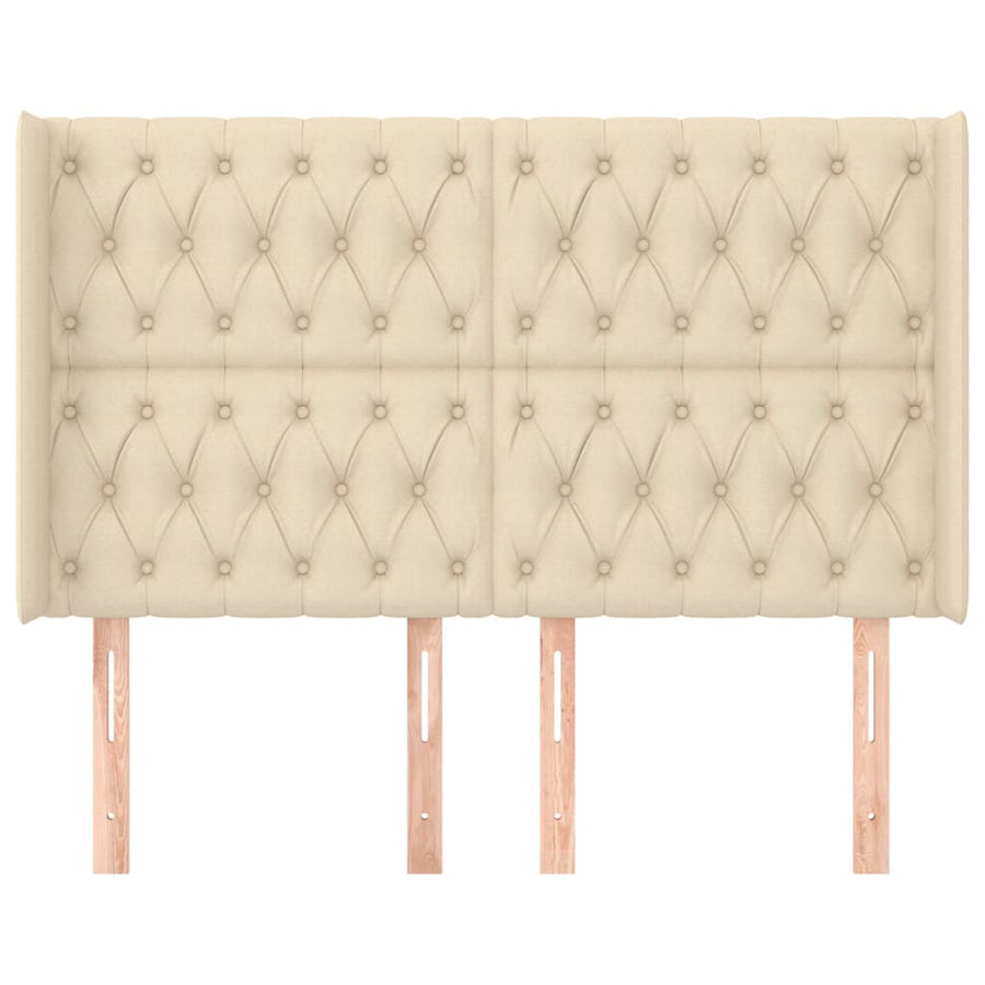 Hoofdbord Met Randen Stof Kleurig 163 x 16 x 118/128 cm Crème