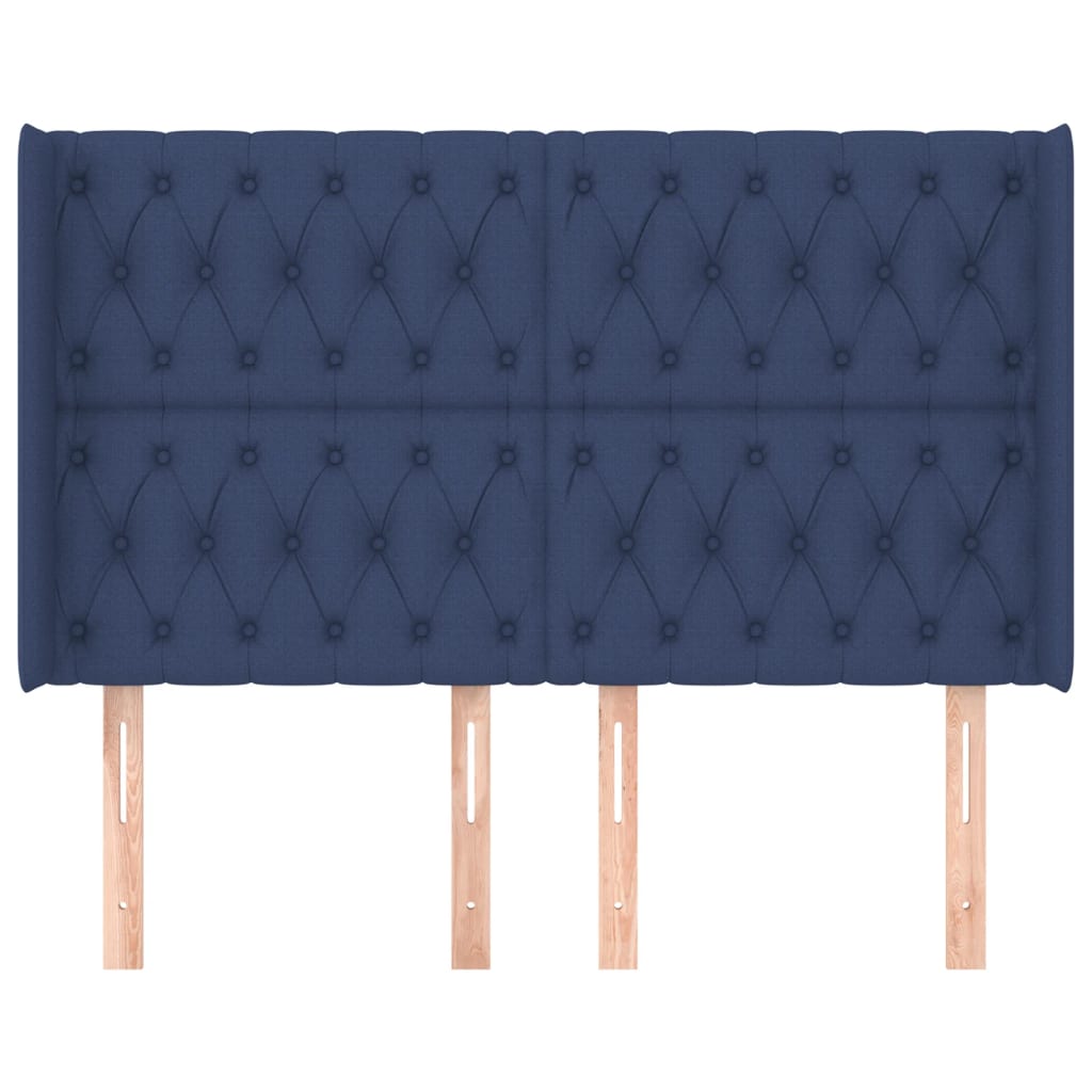 Hoofdbord Met Randen Stof 163 x 16 x 118/128 cm Blauw