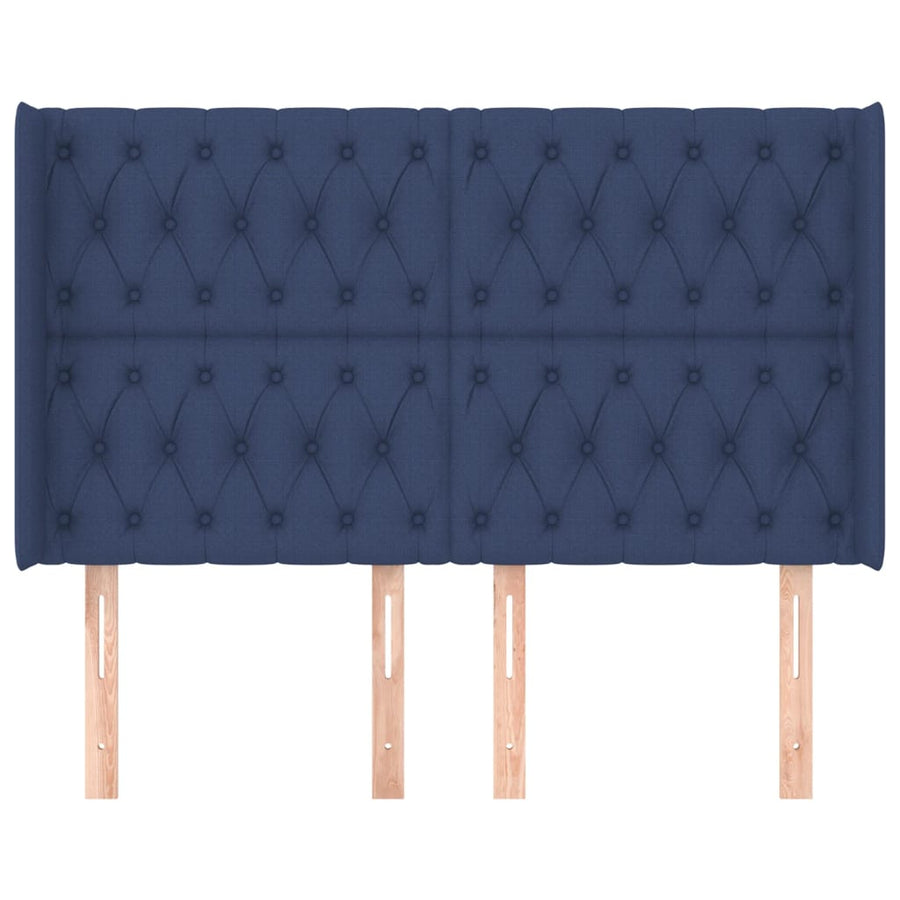 Hoofdbord Met Randen Stof 163 x 16 x 118/128 cm Blauw