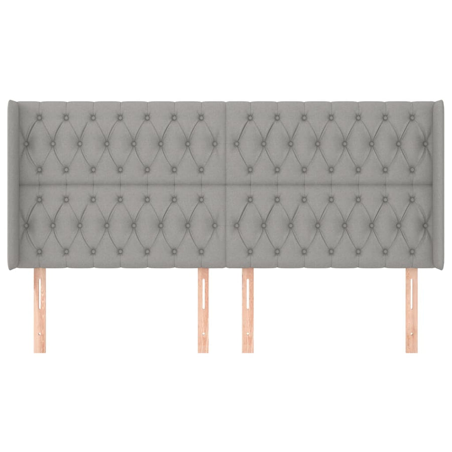 Hoofdbord Met Randen Stof 183 x 16 x 118/128 cm Lichtgrijs