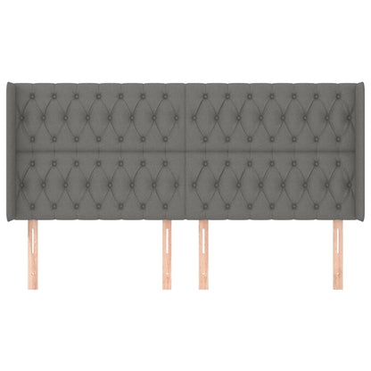 Hoofdbord Met Randen Stof 183 x 16 x 118/128 cm Donkergrijs