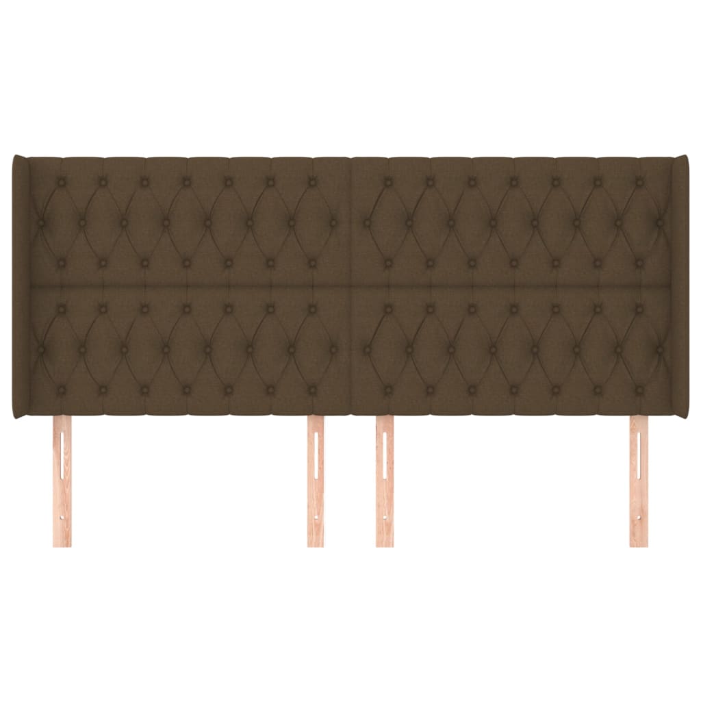 Hoofdbord Met Randen Stof 183 x 16 x 118/128 cm Donkerbruin