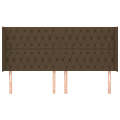 Hoofdbord Met Randen Stof 183 x 16 x 118/128 cm Donkerbruin