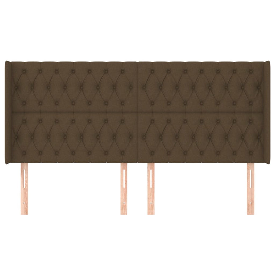 Hoofdbord Met Randen Stof 183 x 16 x 118/128 cm Donkerbruin