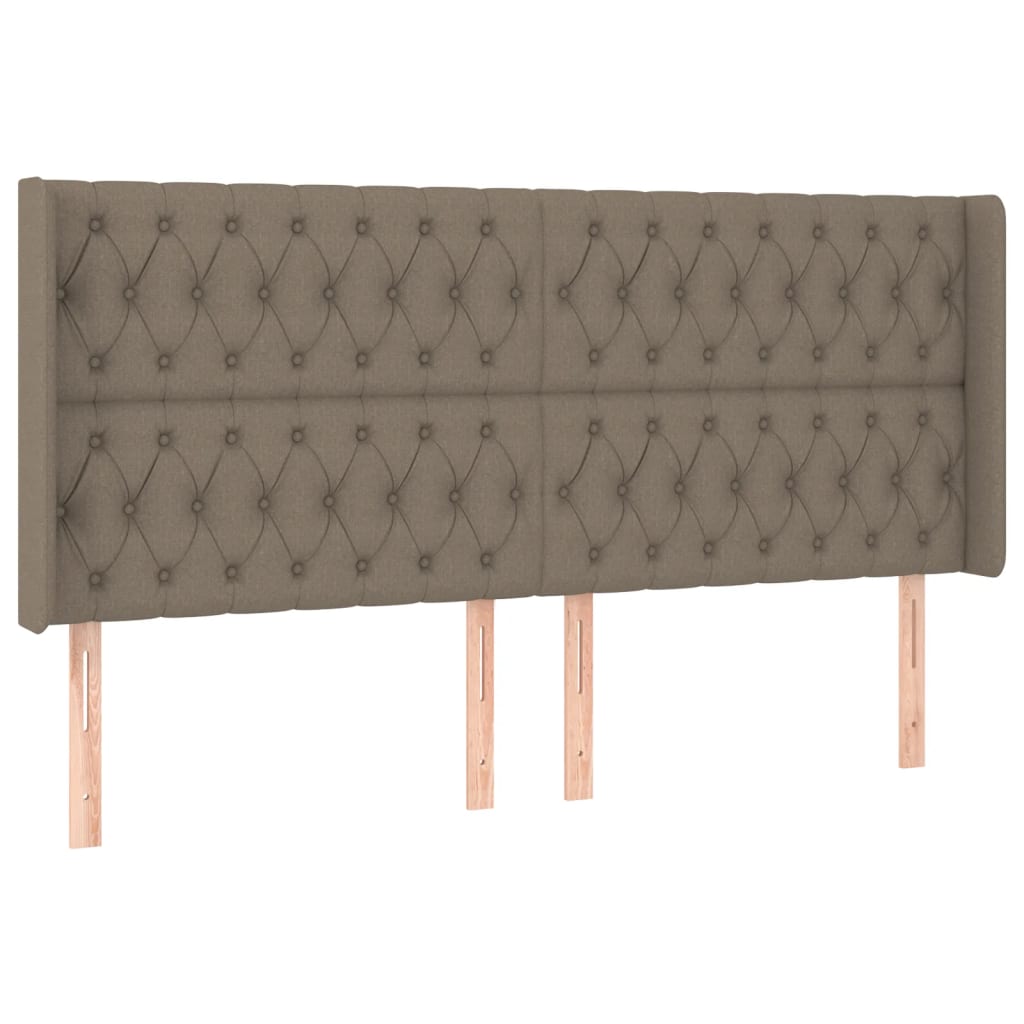 Hoofdbord Met Randen Stof 183 x 16 x 118/128 cm Taupe