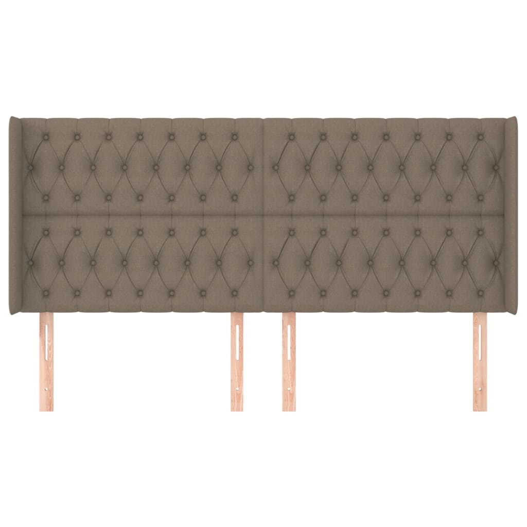 Hoofdbord Met Randen Stof 183 x 16 x 118/128 cm Taupe