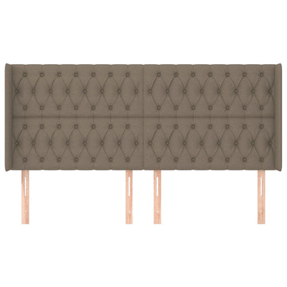 Hoofdbord Met Randen Stof 183 x 16 x 118/128 cm Taupe