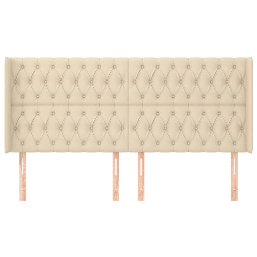 Hoofdbord Met Randen Stof Kleurig 183 x 16 x 118/128 cm Crème
