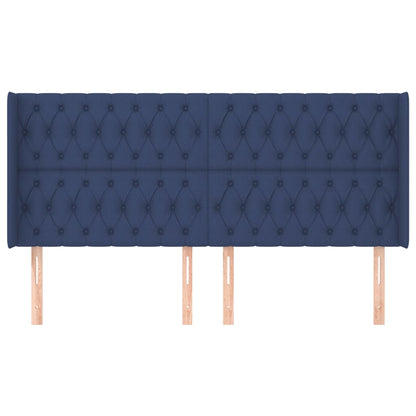 Hoofdbord Met Randen Stof 183 x 16 x 118/128 cm Blauw