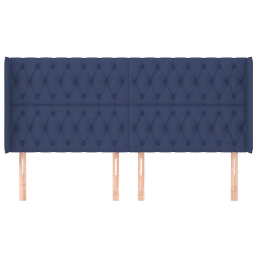 Hoofdbord Met Randen Stof 183 x 16 x 118/128 cm Blauw