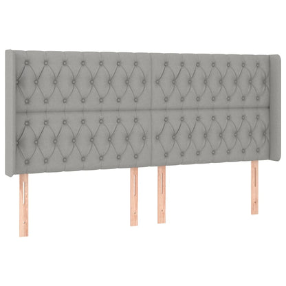 Hoofdbord Met Randen Stof 203 x 16 x 118/128 cm Lichtgrijs