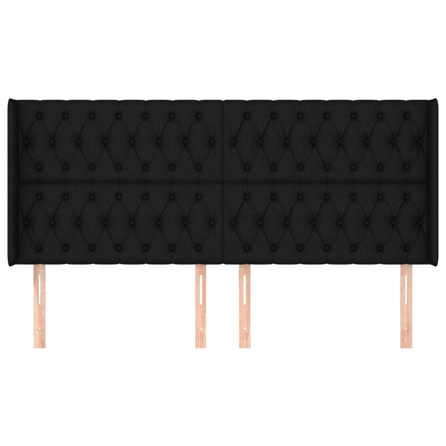 Hoofdbord Met Randen Stof 203 x 16 x 118/128 cm Zwart