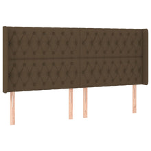 Hoofdbord Met Randen Stof 203 x 16 x 118/128 cm Donkerbruin