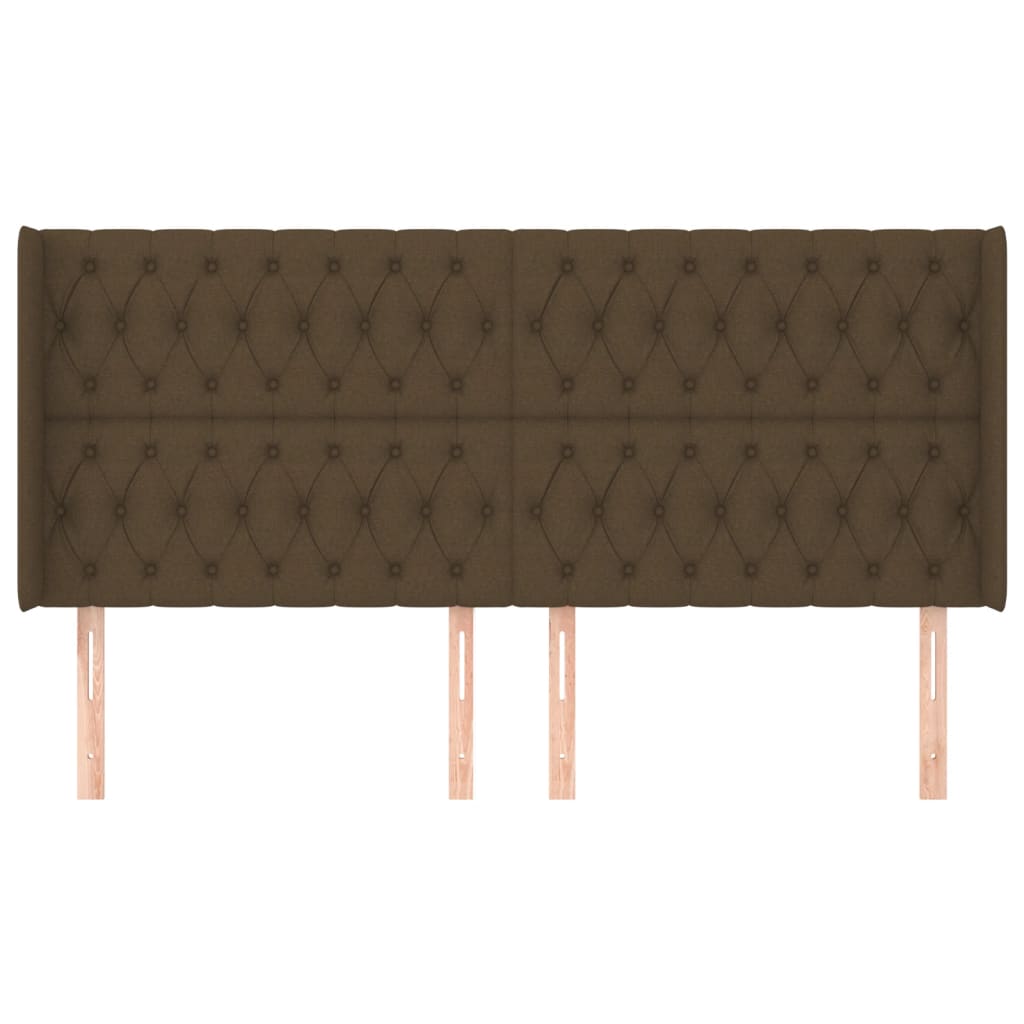 Hoofdbord Met Randen Stof 203 x 16 x 118/128 cm Donkerbruin