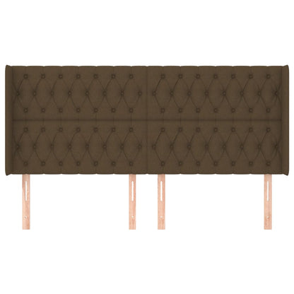 Hoofdbord Met Randen Stof 203 x 16 x 118/128 cm Donkerbruin