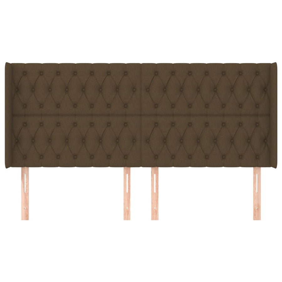 Hoofdbord Met Randen Stof 203 x 16 x 118/128 cm Donkerbruin