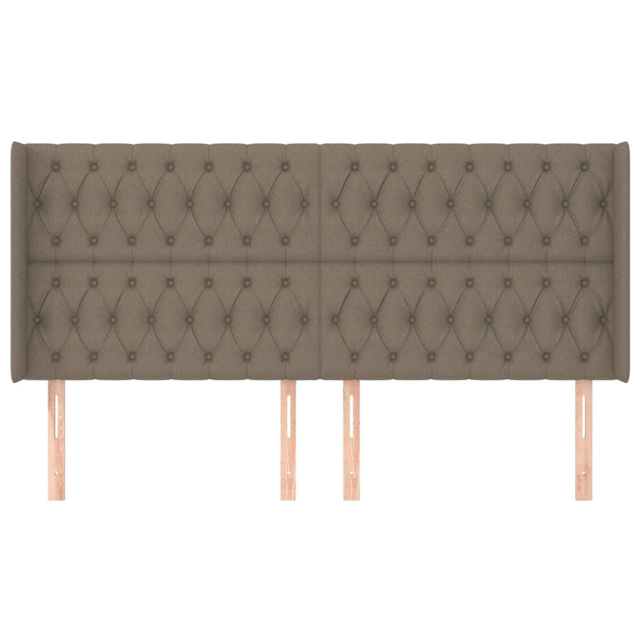 Hoofdbord Met Randen Stof 203 x 16 x 118/128 cm Taupe