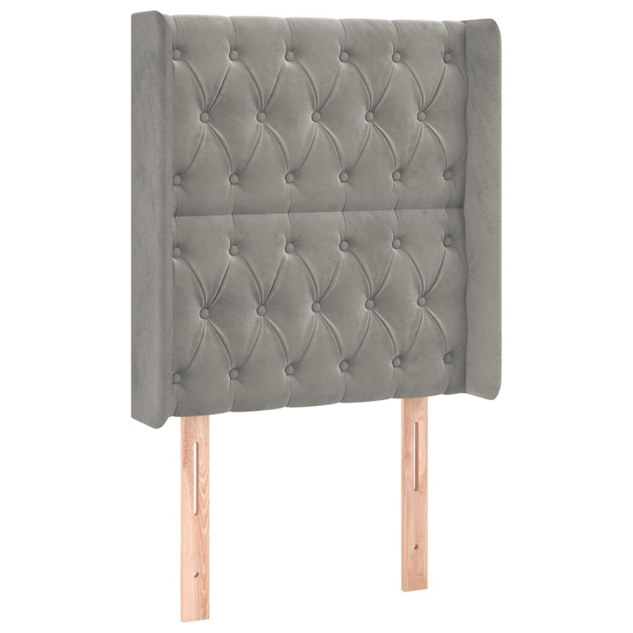 Hoofdbord Met Randen Fluweel 83 x 16 x 118/128 cm Lichtgrijs