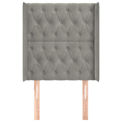 Hoofdbord Met Randen Fluweel 83 x 16 x 118/128 cm Lichtgrijs