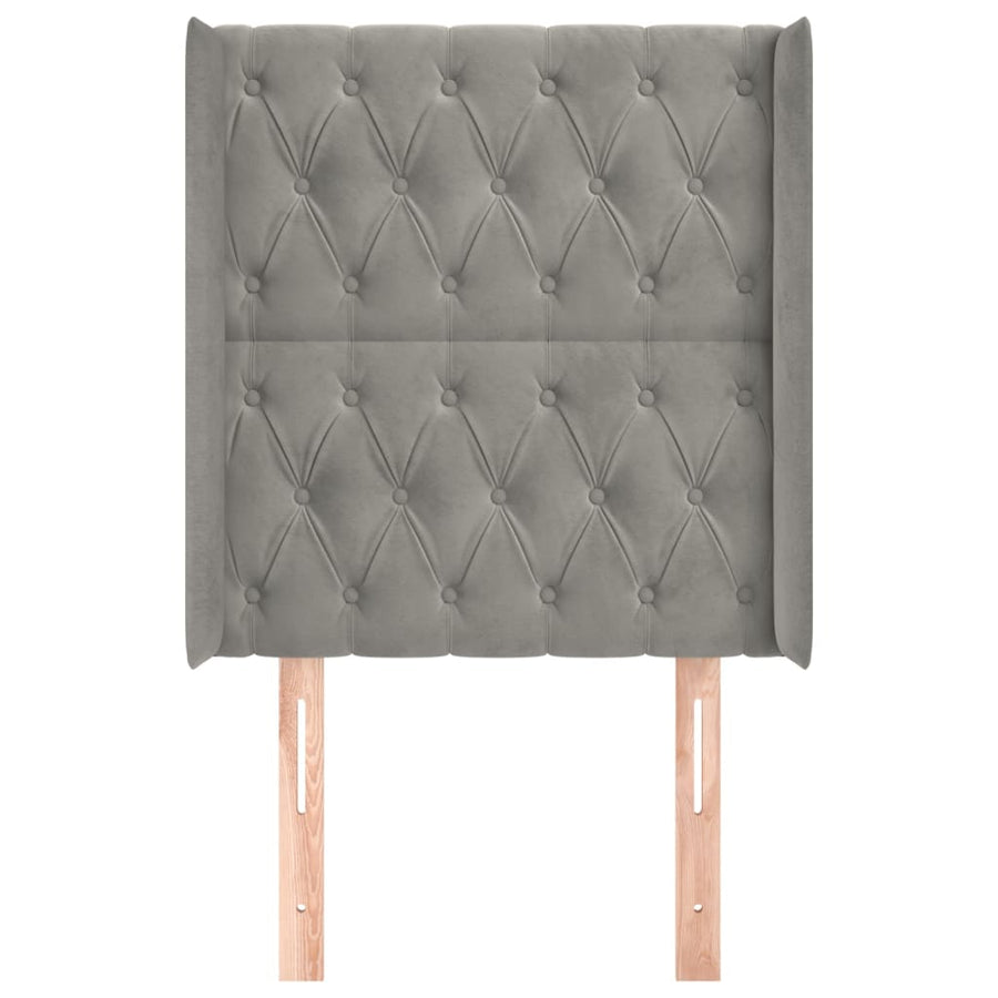 Hoofdbord Met Randen Fluweel 83 x 16 x 118/128 cm Lichtgrijs