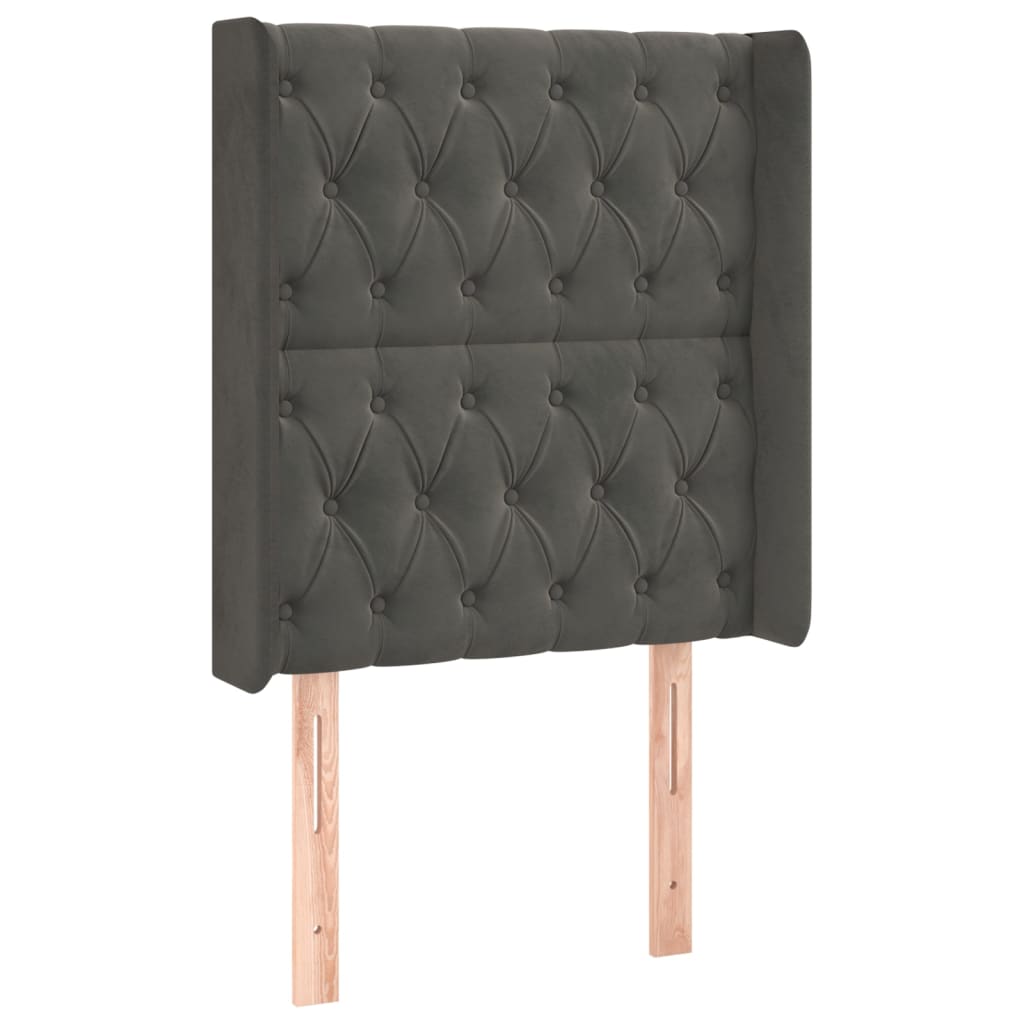 Hoofdbord Met Randen Fluweel 83 x 16 x 118/128 cm Donkergrijs