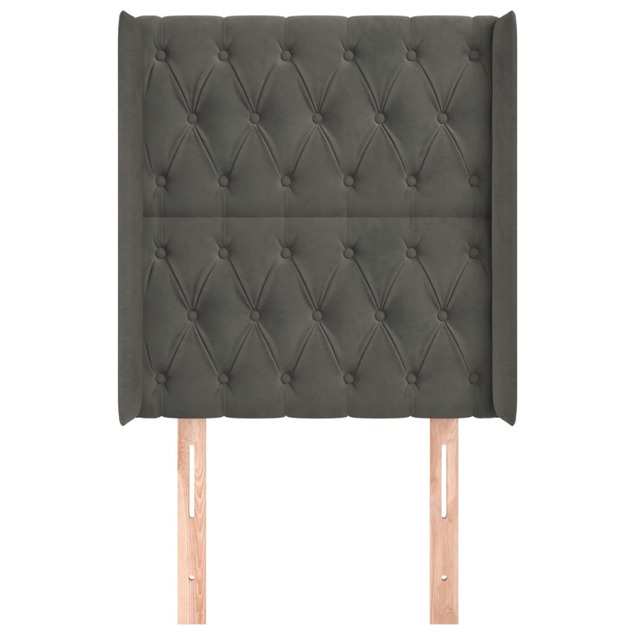 Hoofdbord Met Randen Fluweel 83 x 16 x 118/128 cm Donkergrijs