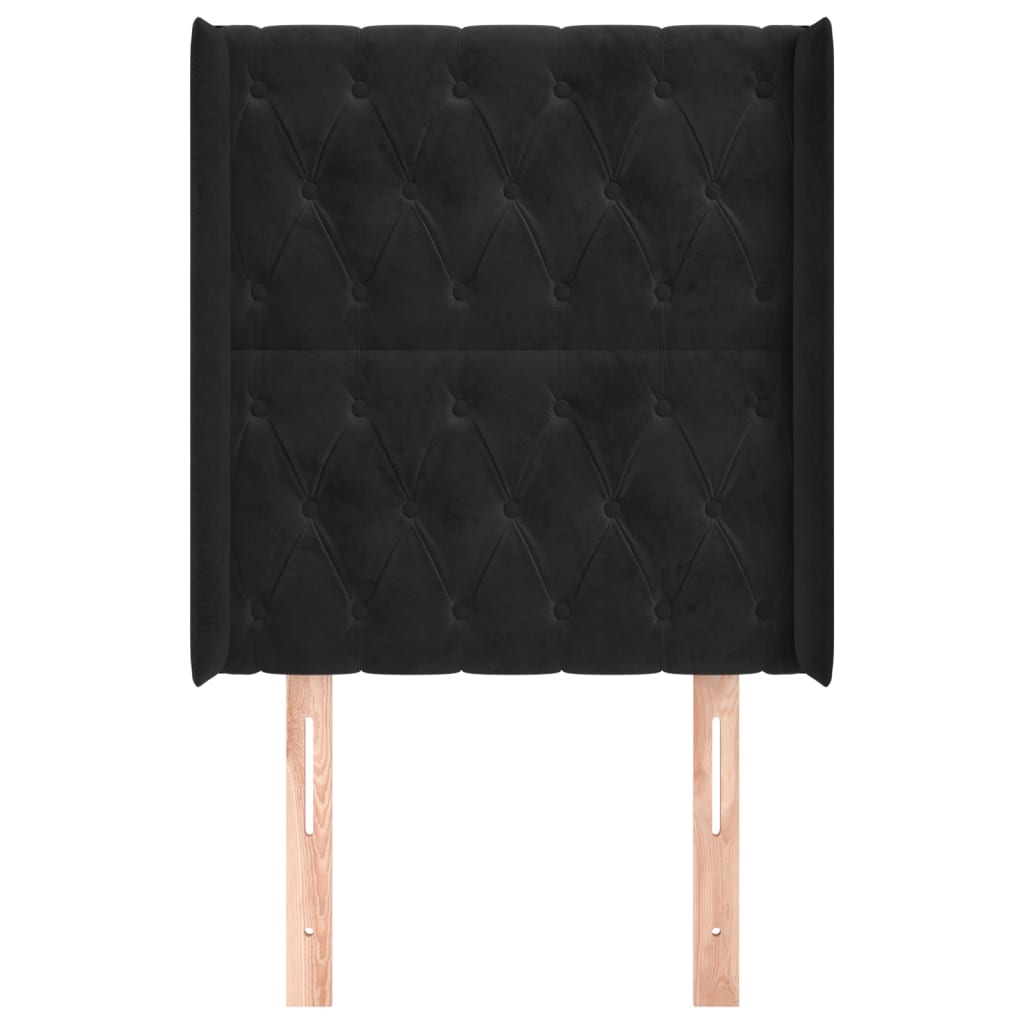 Hoofdbord Met Randen Fluweel 83 x 16 x 118/128 cm Zwart