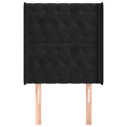 Hoofdbord Met Randen Fluweel 83 x 16 x 118/128 cm Zwart