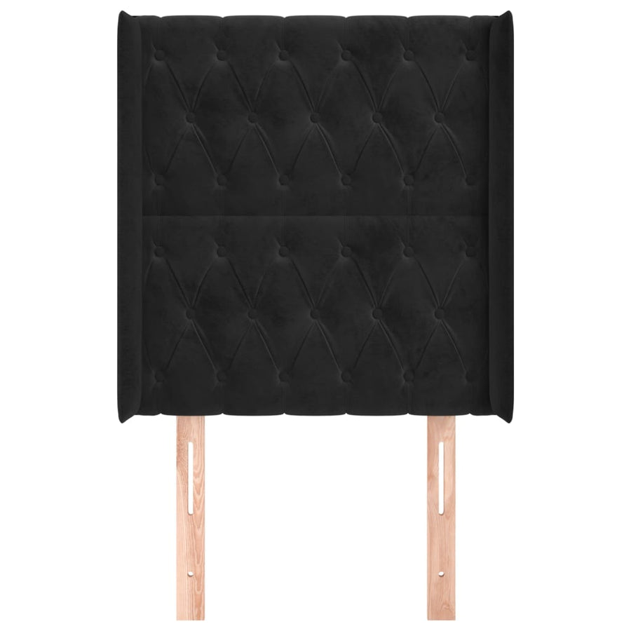 Hoofdbord Met Randen Fluweel 83 x 16 x 118/128 cm Zwart