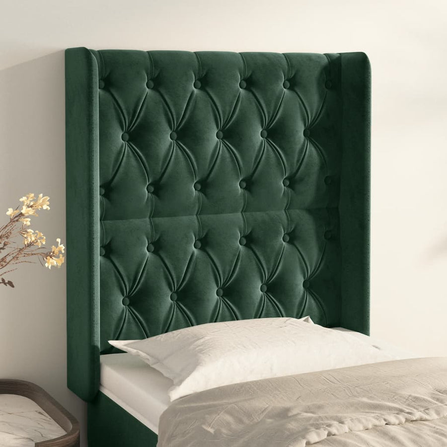 Hoofdbord Met Randen Fluweel Groen 83 x 16 x 118/128 cm