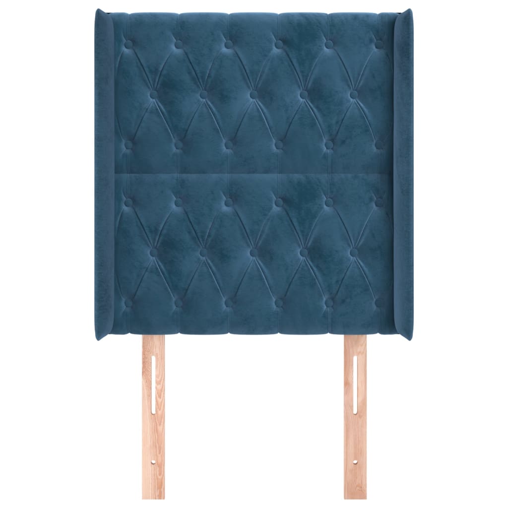 Hoofdbord Met Randen Fluweel Blauw 83 x 16 x 118/128 cm