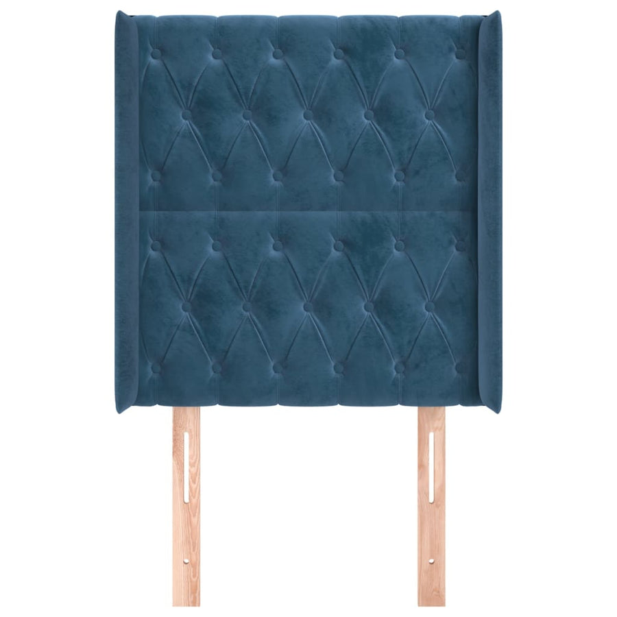Hoofdbord Met Randen Fluweel Blauw 83 x 16 x 118/128 cm