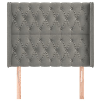 Hoofdbord Met Randen Fluweel 93 x 16 x 118/128 cm Lichtgrijs